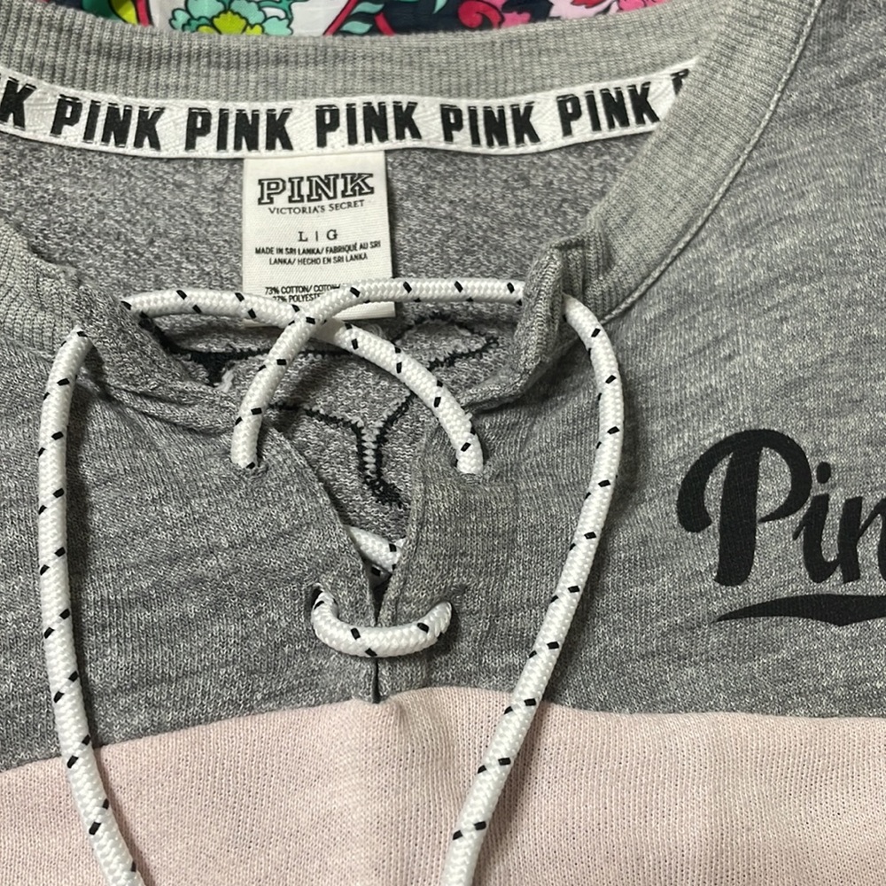 grey and pink PINK light weight long sleeve/ sweatshirt